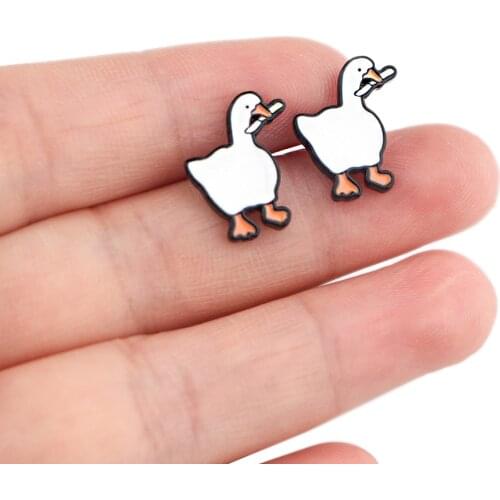 DZ952 Untitled Goose Game Earring for women Stainless steel Earring Enamel Art Stud Earrings Gifts Girl