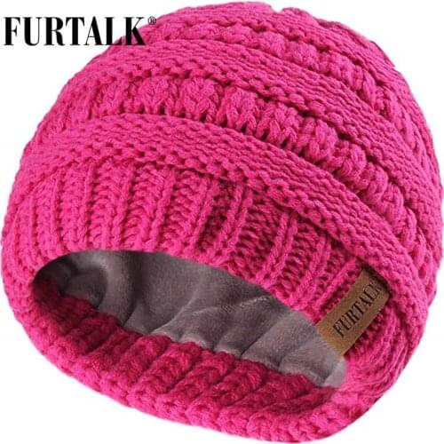 FURTALK Kids Winter Hat Toddle Girls Boys Fleece Beanie Hat Child Warm Knitted Slouchy Beanies Baby Winter Cap for 2-10 years