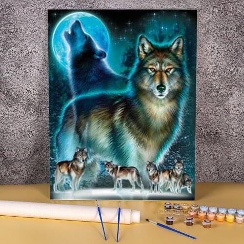Animal Wolf Painting By Numbers Set Oil Paints 40*50 Picture By Numbers Photo Wall Decoration Children Handicraft Drawing