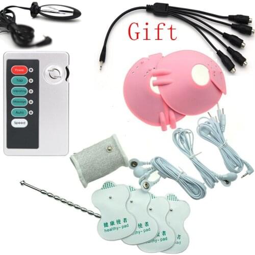 Electric Shock SM Kit Nipple Suckers Clamps Electro Anal Plug Butt Plug Breast Stimulate Pads Adult Sex Toy Gay Prostate Massage
