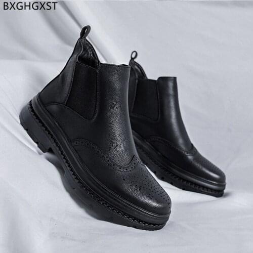 Fashion Winter Boots Men Luxury Brand Shoes Men Boots Casual Designer Chelsea Boots for Men Male Leather Shoes for Man 2021