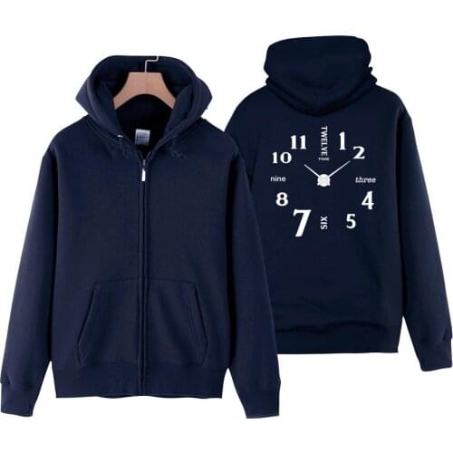 Man Boy Coat Full Zip Hoodie Fleece Hooded Jacket Hannibal Lector Wall Clock Three Six Nine Twelve Autumn Winter ZIIART