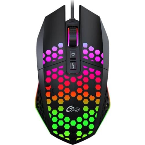 Honeycomb Lightweight Design Wired Gaming Mouse Gaming Mouse & RGB Backlit 7 Programmable Buttons One-Click Desktop Gamer Mouse