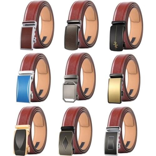Fashion Crocodile Pattern Red Brown Leather Belts For Men Luxury Designer Brand Cowskin Mens Belt Casual Cinture Homme B613