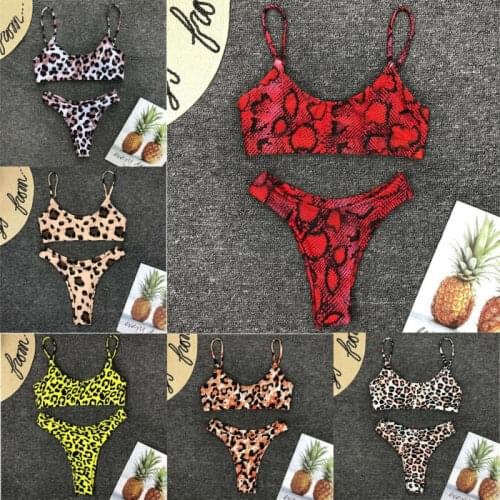 Sexy Women Leopard Print Bikini Set Push up Padded Swimwear Swimsuit Beachwear
