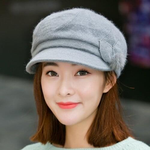 H7707 Women Beret Hat Female Korean Autumn Winter Warm Simple Knitted Cap Lady Outdoor Casual High Quality Fashion Vintage Hats