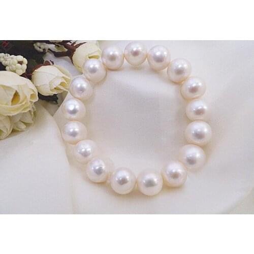 Wedding Woman Jewelry 10-11mm White Pearl Bracelet Elastic rope Natural Freshwater Pearl Bracelet