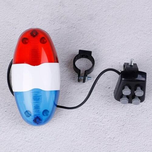 Bicycle Bell 6 LED 4 Tone Bicycle Horn Bike Call LED Bike Police Light Electronic loud Siren Kid Accessories Bike Scooter MTB