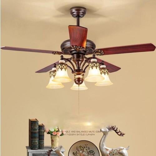 Ceiling Fan Antique Living Room Bedroom Study Fan with Lights Restaurant Decoration Fan Lamp