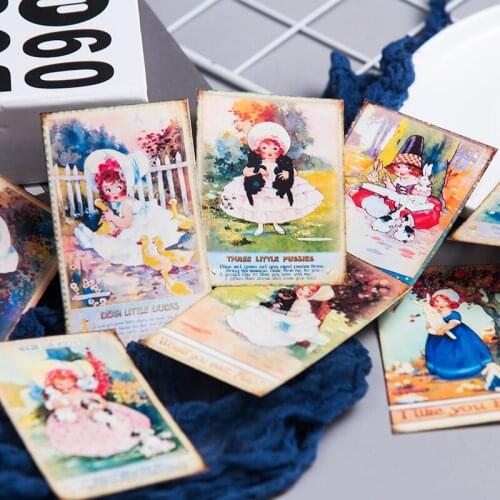 Vintage Fairy Tale Style Showa Style Little Girl Card DIY Scrapbooking TN Base Collage TAG. Photo Props Decoration