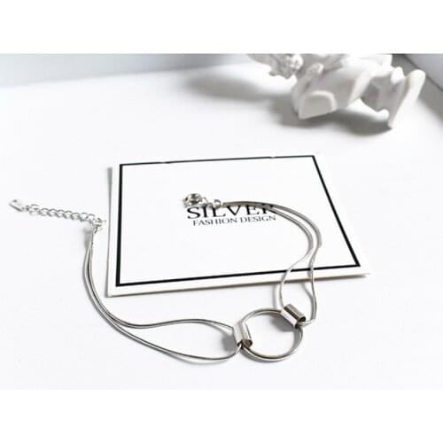 Punk Fashion Pure 925 Sterling Silver Chain Bracelets For Women Circle Round Charm Anklet Bracelet Femme Jewelry Party Gifts