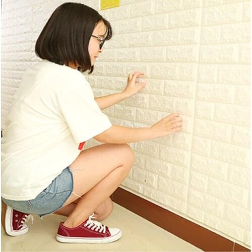 1pcs 70*77 3D Wall Sticker Self Adhesive Wallpaper DIY Brick Living RoomTV Kids Safty BedroomWarm Home waterproof Decoration