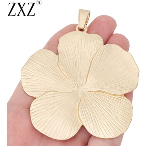 ZXZ 1 Piece Matte Gold Huge Flower Charms Pendants for Necklace Jewelry Making Accessories 90x73mm