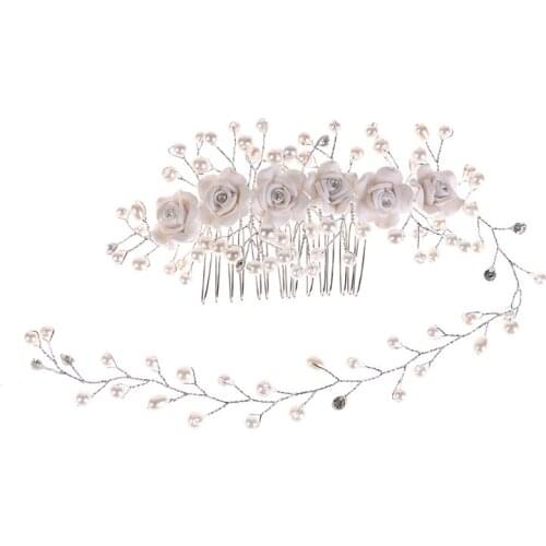 1Pcs Pearl Crystal Wedding Hair Combs Hair Accessories For Bridal Flower Headpiece Fashion Korean Women Hair Comb