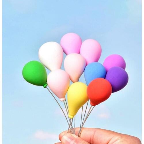 10Pcs/Set Miniature Balloon Multiple Uses Insert Design Clay Decor Dollhouse Handcrafted Colorful Balloons for Bonsai for Home