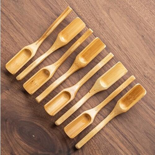 20Pcs/Lot Bamboo Wooden Tea Scoop with Long Handle Leaves Powder Teaspoon Accessories