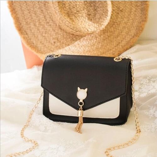 2021Crossbody Bags for Women Cat Lock Chain Messenger Bags Cover Fringe Shoulder Small Square Bag Mobile Phone Bag Women