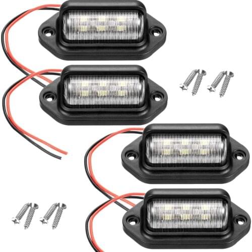 4Pcs 12V 6 SMD LED Exterior License Plate Tag Light Waterproof License Plate Lamp Taillight for Car Truck RV Trailer Boat