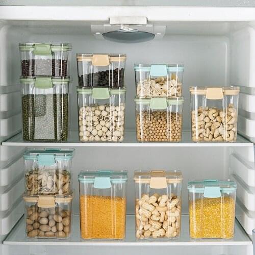 4Pcs/Set Square Grain Storage Box Kitchen Organizer Candle Jars With Lid Organizers Storage Cans Food Storage Containers