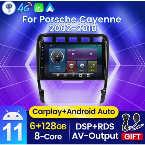 4Core Android 10 Car Radio For Porsche Cayenne 2002-2010 GPS Navigation Multimedia Dvd Stereo Recorder Wifi BT IPS Split Screen