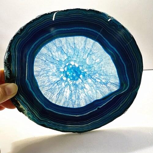 Big Size 18-20cm Natural Agate Geode Slice Adiabatic Cup Mat Crystal Plate Quartz Coaster Mineral Specimen For Dish Home Decora