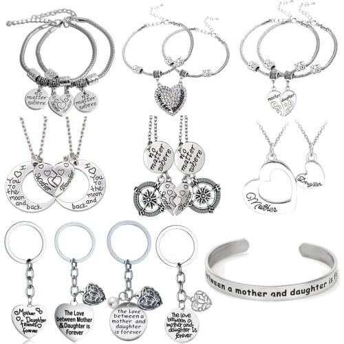 Love Bead Chain Bracelets Bangles Engraved Words Mother And Daughter Forever Charm Pendant Family Mom Mommy Mothers Day Gifts