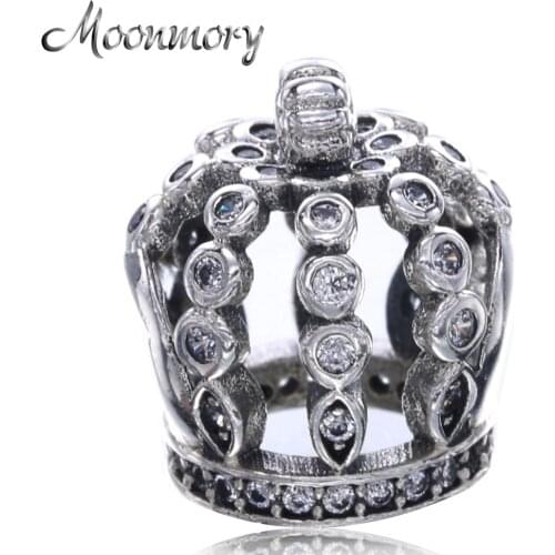 Moonmory Europe Trendy 925 Sterling Silver Princess Fairytale Crown Charms Bead Fits For Brand Bracelet DIY Jewelry Accessorie