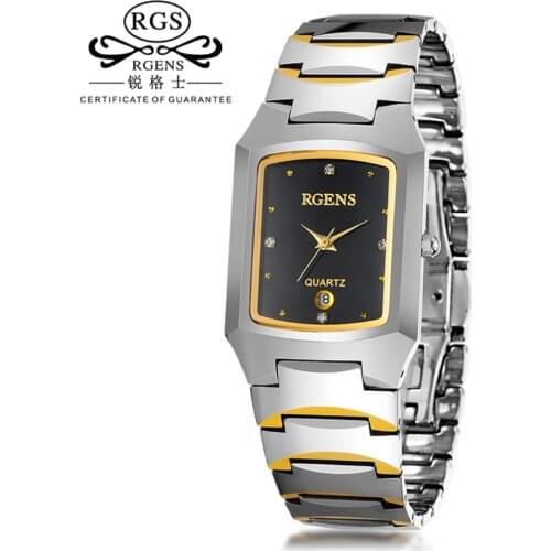 Watches Women Luxury Brand Business Mens Tungsten Steel Watches Gold Rose Square Clock Casual Mens Waterproof Quartz Watches