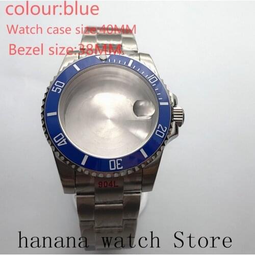 Suitable for NH35 / NH36 Mingzhu2813 Miyota stainless steel self-winding 40mm case, sapphire glass digital blue rotating bezel