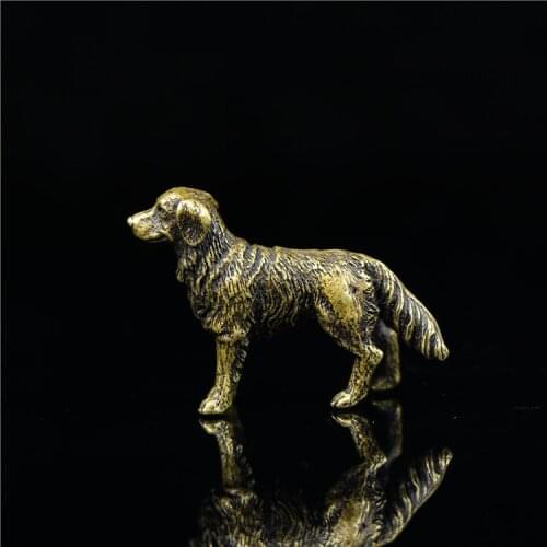 China Pure brass Prosperous wealth dog small statue Mascot