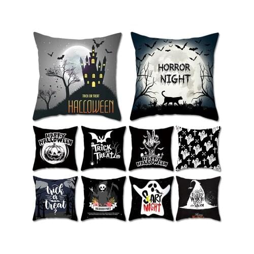 ZENGIA Halloween Ghost Pillow Case Decorative Throw Pillows Case Sugar skull Halloween Cushions Cover Home Polyester Pillowcase