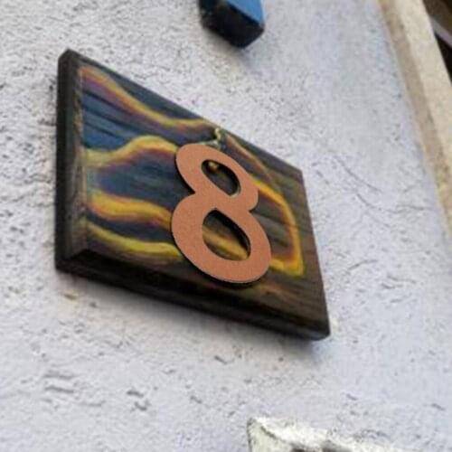 Wooden Brown Door Address Plaque DIY Numbers Sign Plate Decor For Door Gate