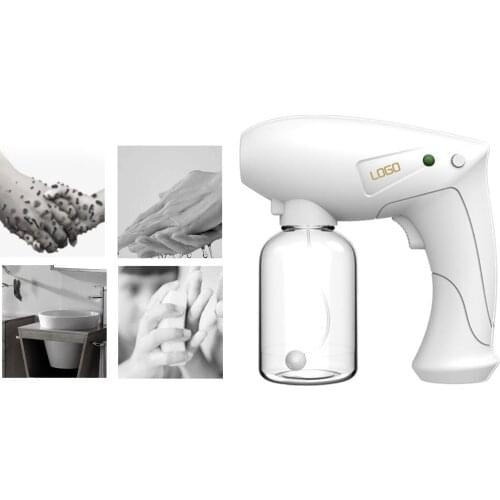 Disinfectant Sprayer, Handheld Rechargeable Blue Lights Nano Steam Atomizer, 350ml Portable Sprayer Fogger Machine