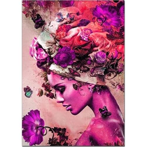 Diy Diamond Painting Flower Africa Woman Custom Photo Diamond Embroidery Full square round drilling 5d Diamond Mosaic Icons