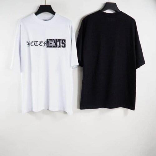 Vetements Short-sleeved Female Couple Loose Street Hip-hop Trend T-shirt Mens Cotton Round Neck Letter Print 09