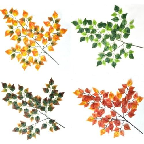 12pcs Artificial Betula platyphylla Suk Leaves Branch For Plant Wall Background Wedding Home Hotal Office Bar Decorative