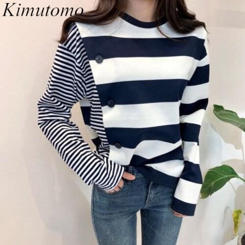 Kimutomo Womens Striped T-shirts