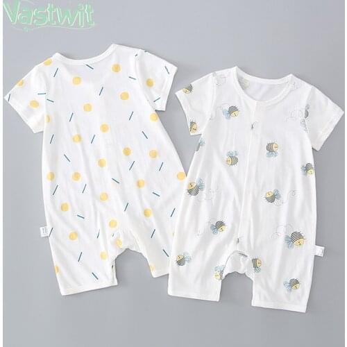Newborn Baby Rompers Cartoon Bees Baby Boy Girl Summer Clothes Onesies Pajamas Breathable Cotton Baby Playsuit
