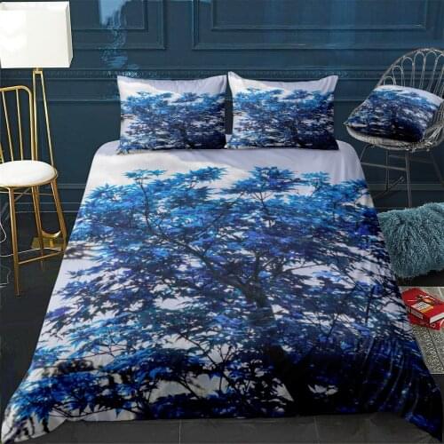 Blue leaves Quilt Cover Pillowcase 3Piece Comforter Bedding Set With Pillow Case Single Double Duvet Cover Home Decora