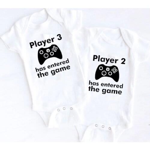 Player 3 and 2 Has Entered the Game Summer Boys Girls Baby Clothing Causal Jumpsuit Newborn Romper Baby Toddler Infant Outfits