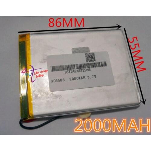 Best battery brand Size 305586 3.7V 2000mAh Lithium polymer Battery with Protection Board For PDA Tablet PCs Digital Products Fr