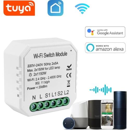 Wi-Fi Switch Module DIY Switch panel upgrade Smart Wireless Remote Controller Work with Alexa Google Home No Hub Required Small