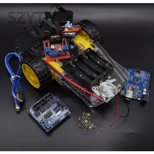 New Avoidance tracking Motor Smart Robot Car Chassis Kit Speed Encoder Battery Box 2WD Ultrasonic module For kit