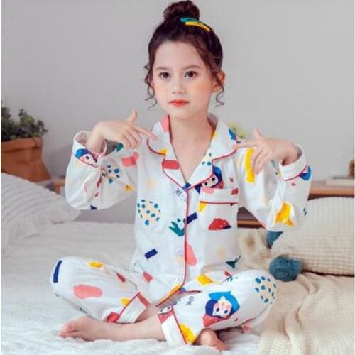 New Cotton Childrens Pajama Suits Winter Kids Long-Sleeved PJS Boys Sleepwear T-Shirt+Pant Pyjamas Sets Girl Clothing Nightsuit