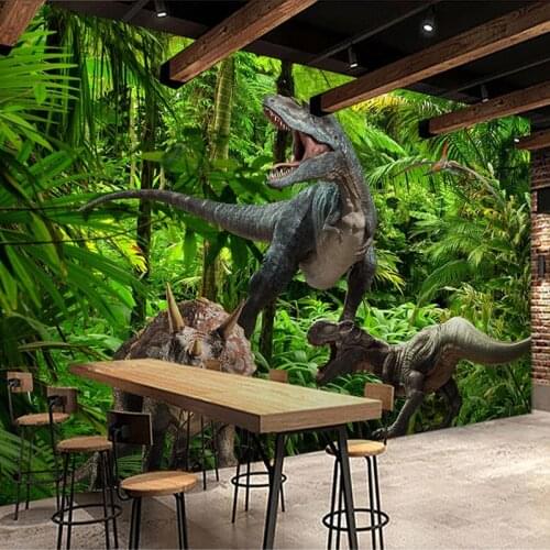 Custom Photo Wallpaper 3D Dinosaur Forest Rainforest Landscape Mural Bedroom Self-adhesive Wall Murals Wall Papers Home Decor