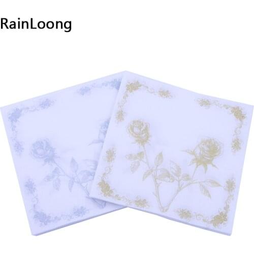 [RainLoong] Rose Flower Paper Napkins Printed For Party Decoration Tissue Decoupage Servilleta 33*33cm 1 pack (20pcs/pack)