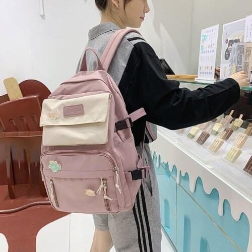 Girls School Bags for Teenagers Student Backpack Women Nylon Soft Patchwork Bookbag Teen Panelled Flowers Casual Schoolbag book