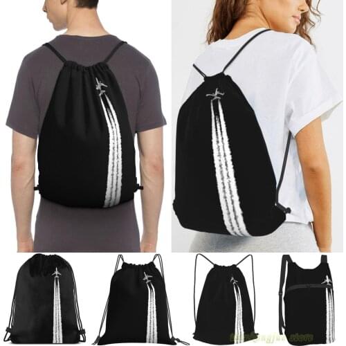 Plane With Contrails Women Drawstring Sackpack Gym Bags Men Outdoor Travel Backpacks For Training Fitness Swimming Bag