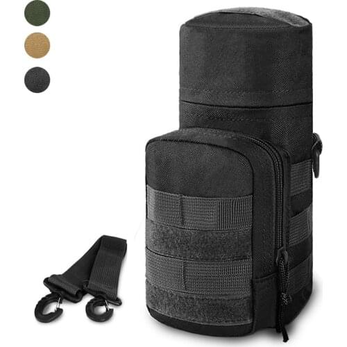 Tactical Water Bottle Molle Pouch Military Kettle Waist Shoulder Bag with Belt for Hunting Climbing Camping Hiking Water Bags