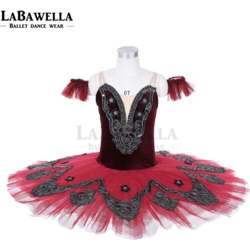 Women Burgundy Princess Florina Don quixote Ballet Tutu Girls Professional Classical platter tutu JY008D